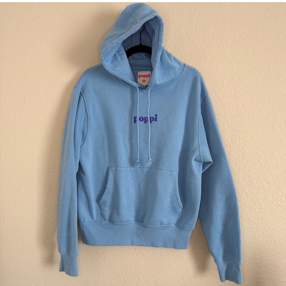 Poppi x Target Medium Blue Graphic Hoodie Future‎ Served Fresh Soda Cozy Retro